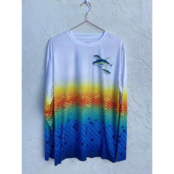 KOBALT 1 Mens Long Sleeve Sun Protection Dolphin Fishing T Shirt Multi L MT08 - Picture 3 of 11